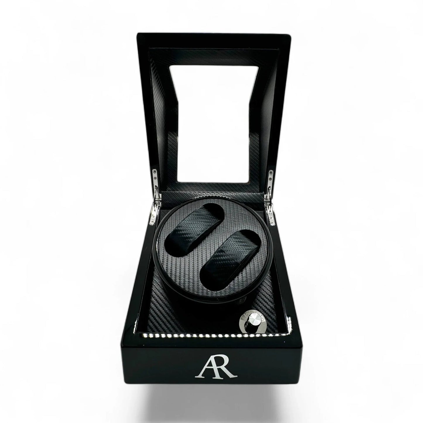 2 slot AR Branded automatic carbon fiber watch winder box