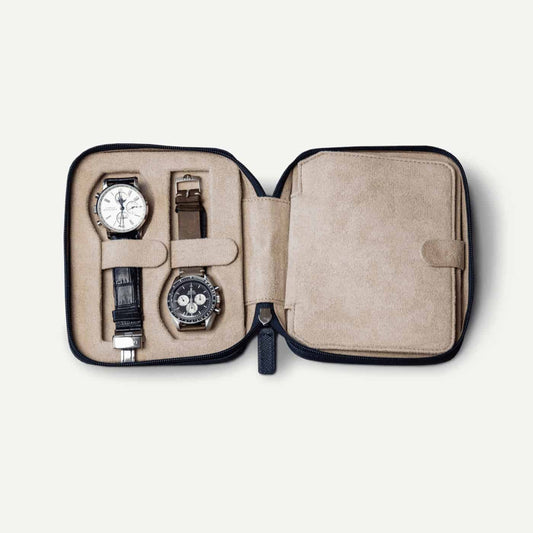 Watch Case For 4 Watches - Navy Blue