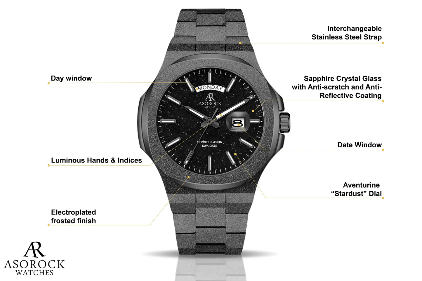 All Black frosted stardust Constellation Day-Date